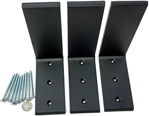 Dmax Heavy Duty L Brackets Black Steel 6 x 8 | 3 Pack | Hidden Countertop Support Brackets | 3/8 Thick, Holds 150 lbs | 