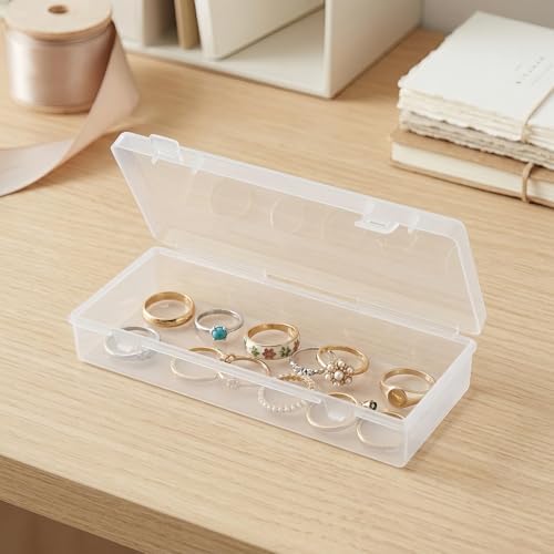 LJY 10 Clear Rectangular Plastic Boxes, 6.1 x 2.6 x 1.2 in for Beads