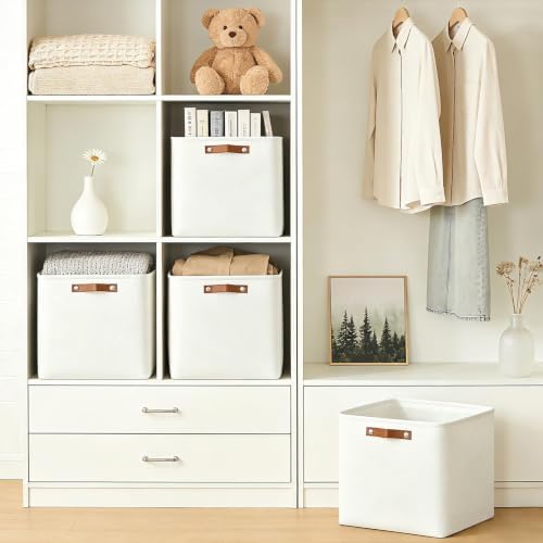 Bagnizer 13x13 Cube Storage Bins, Collapsible Fabric Storage Box, 4 Pack Closet Baskets with Handles for Organizing, She