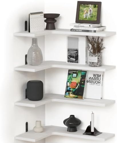Floating Corner Shelves for Wall, Corner Wall Mounted Shelf for Home Décor Storage, Rustic Wood Shelves for Room, Bathro