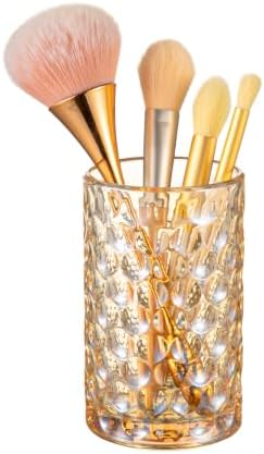 DASITON Glass Makeup Brush Holder, Bathroom Toothbrush Holders, Desk Pen Pencil Holder, Vintage Makeup Brush Cup, Multif