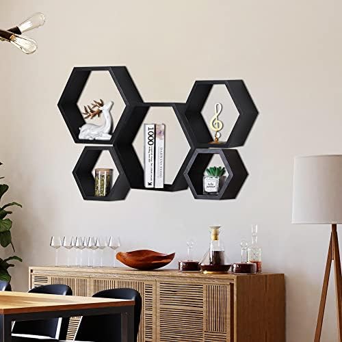 Hexagon Shelves,Floating Wall Shelf,Honeycomb Octagon Cube Shelves Wood