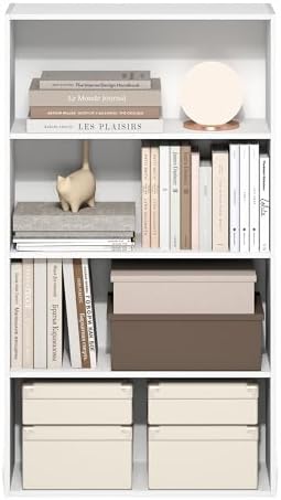 Furinno Jaya Book Shelf, 4-Tier Book Shelf, Bookcase with Open Shelving, Standing Bookshelf, 9.5 x 23.6 x 41.9, for Orga