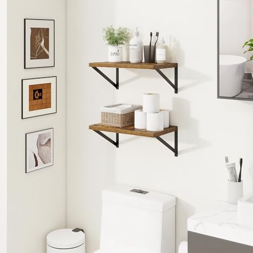 Axeman Deep Floating Shelves, 16'' x 10'' Brown Wall Shelves Set of 2
