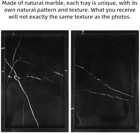 Marble Bathroom Vanity Tray, Black Marquina, 12"x 8" x1.2"