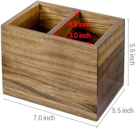 MyGift Premium Acacia Wood Remote Holder, 2 Slot TV Control Caddy
