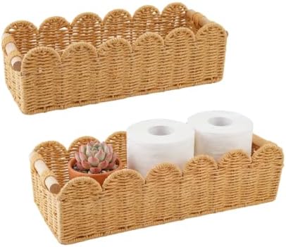 YRMT Toilet Paper Storage Basket Paper Rope Shelf Baskets Set of 2