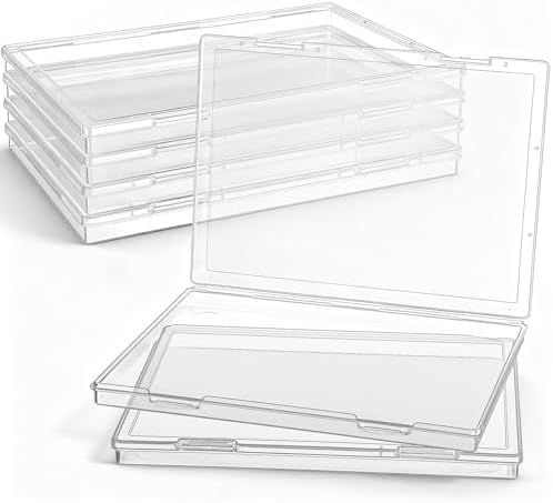 Jetec 6 Pieces Small Clear Plastic Storage Box, 12.0 x 8.8 x 0.9 Inch