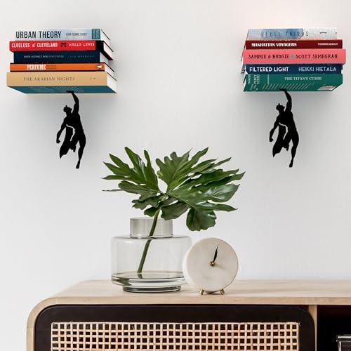 Floating Bookshelf - 2x Supershelf - Invisible Hanging Wall Shelf for Books