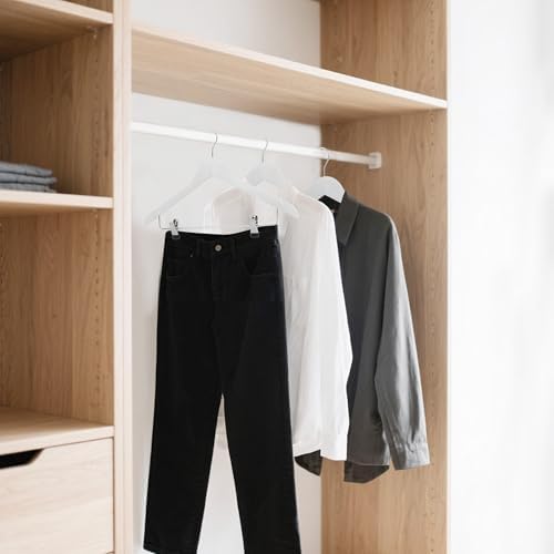 Wooden Hangers with Adjustable Metal Clips, 12-Pack, White