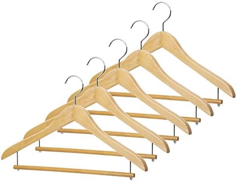 Sawafuji AWT-343-5P Clothes Hangers, Natural, Approx. Width 17.3 x Depth 0.6 x Height 10.6 inches (44 x 1.5 x 27 cm), Wo