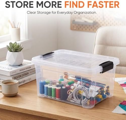 Superio 6.6 Quart Clear Plastic Storage Boxes with Lids, Stackable Organizer Containers, BPA-Free Storage Bins for Home,