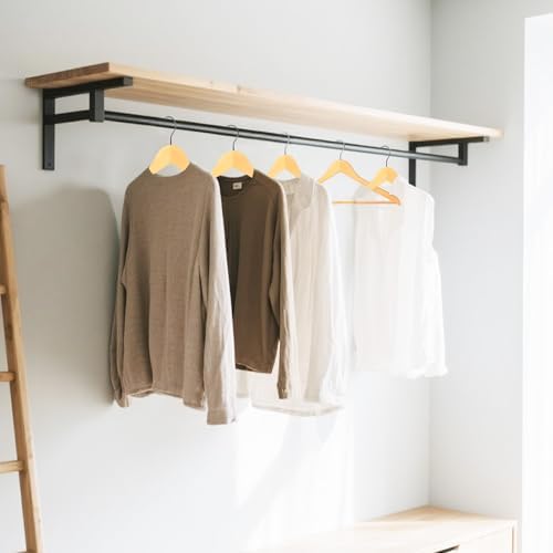Wooden Clothes Hangers with Pants Bars, Natural Wood, 72-Pack