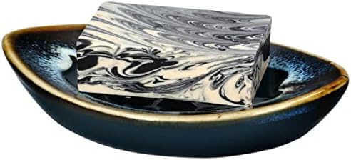 Ceramic Soap Dish with Self Draining Tray for Bar Soap, Bathroom, Kitchen (Green No.5)
