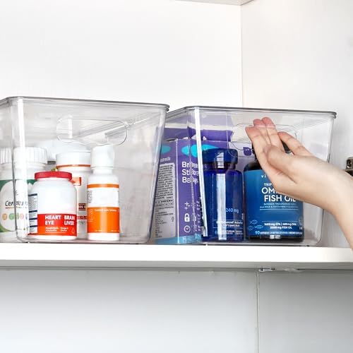 Vtopmart 12 Pack Clear Stackable Storage Bins with Lids and Handles, Large