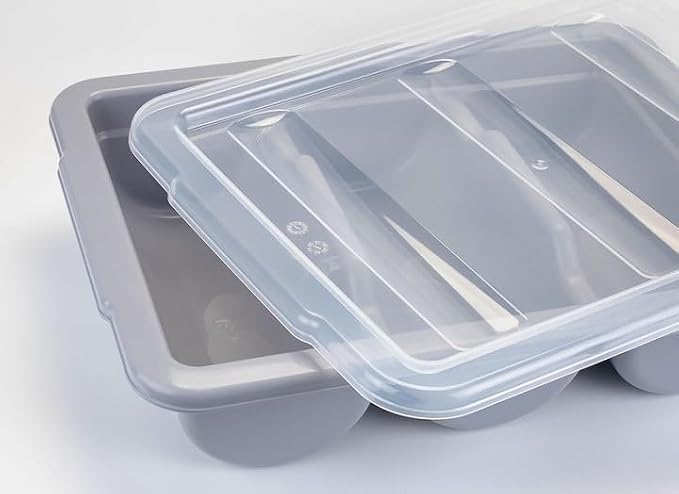 Lid Only for Commercial Cutlery Bin, 3-Compartment Restaurant Kitchen Flatware Tray, Silverware Storage Plastic Container, Condiments Holder, Utensil Organizer Box Cover Top