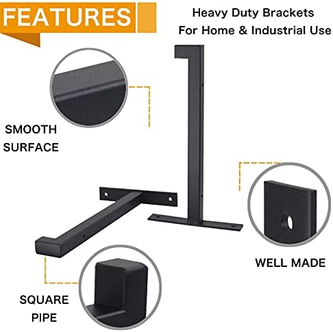 EZYDECOR 8 Packs Heavy Duty Shelf Brackets Wall Mounted Industrial Metal Shelving Support with Lip for DIY Open Shelving