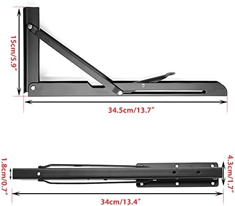 Sumnacon 2 Pcs 14 Inch Folding Shelf Brackets Metal Table Shelf Hinges