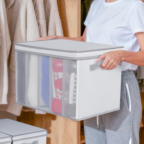 Univivi Large Size Sweater Organizer for Closet, 5 Grids, 2 Pack
