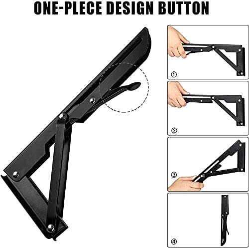 Folding Shelf Brackets - 10 Inch 2 Pcs Heavy Duty Metal Collapsible Triangle Shelf Bracket, DIY Wall Mounted Foldable Sh