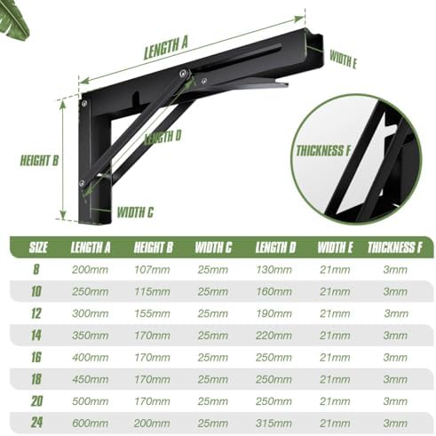 Folding Shelf Brackets - 4 Pcs 10 Inch,Heavy Duty, Black