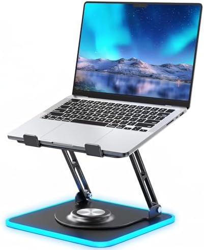 360°Rotating Laptop Stand with RGB Lights, Fits 10-16"Laptops MacBooks