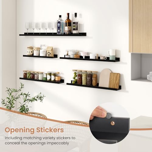 Dreamland Picture Ledge Shelf for Wall, Floating Shelves Set of 2,30 inch Long Floating Shelves with Lip for Living Room,Bedroom,Bathroom,Kitchen,Black