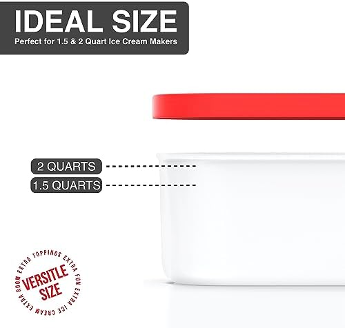 BALCI 2 Quart Ice Cream Container - Freezer Tub (Red)