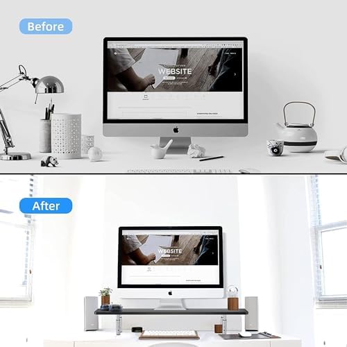suptek Dual Monitor Stand Riser,Large Monitor Laptop Stand Riser 3 Adjustable Heights Computer Stand for Laptop, Printer