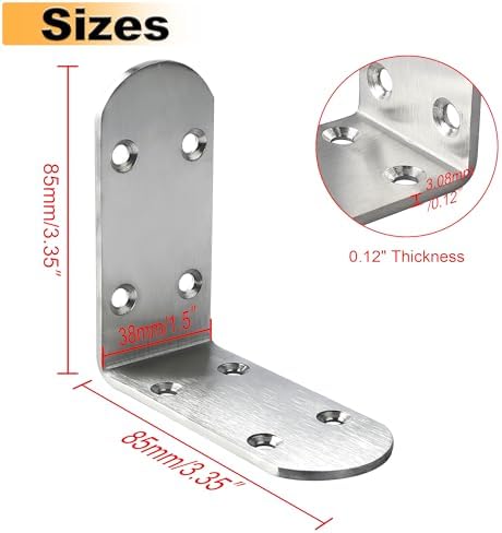 Alise 4 Pcs L Brackets 3.35X3.35 in, Corner Brackets for Wood Furniture