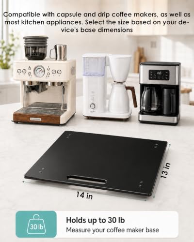 Appliance Slider – Sliding Tray for Coffee Maker, black Acrylic 13 x 14 In