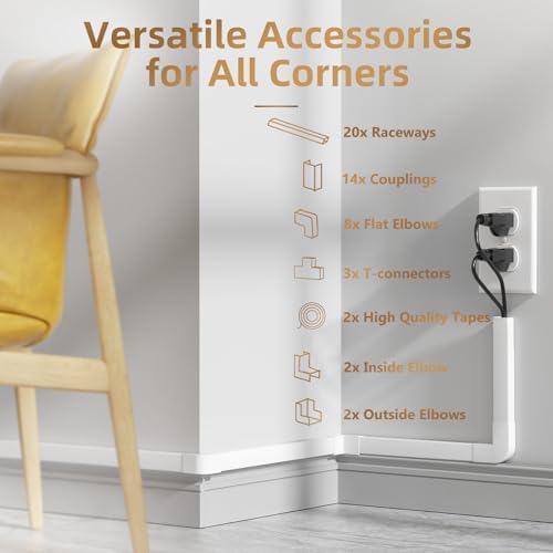 Delamu Cable Hider, 315in Cord Covers for 2-3 Wires on Wall, TV Cord Hider Wall, Paintable Wire Hiders Wire Covers for T