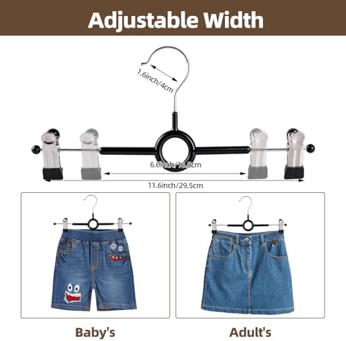 Pants Hangers with Clips,20 Pack 12Inch Adjustable Heavy Duty Metal Hangers,Space Saving Skirt Hangers for Women,Non-Slip Shorts Jeans Trousers Clothes Hangers