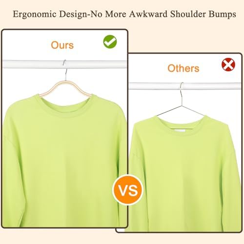 TOPIA HANGER Sleek Wooden Hangers with Non-Slip Rubber Grips, Sweater Hangers No Shoulder Bump, Lightweight Clothes Hangers 10-Pack, 360° Swivel Hook and Pants Bar-CT63N