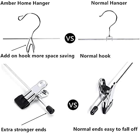 Amber Home 26 Pack Heavy Duty Add on Metal Pants Skirt Hangers with Clips