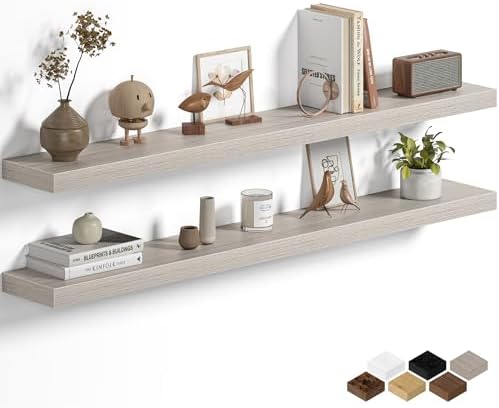 Fun Memories Floating Shelves for Wall 48 Inch, Set of 2 – Wall-Mounted Storage & Display Shelf with Invisible Bracket, 