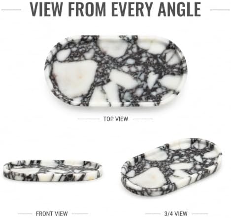 Oval Stone Vanity Tray for Perfume and Jewelry, 9.84 in