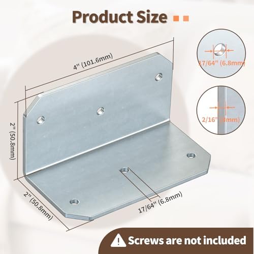 2x4 Inch 90 Degree Corner Bracket, 200 LBS, Galvanized, 8 Pack