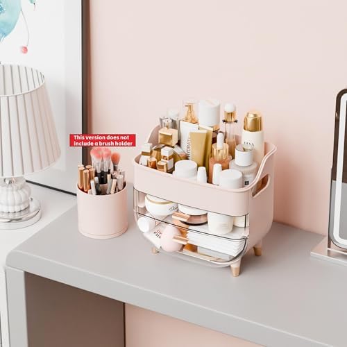 Yieach Pink Make up Organizers for Counter,Vanity and Dresser,Bathroom Makeup Organizer Countertop,Large Makeup Storage 