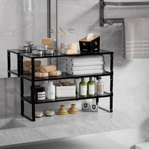 Expandable Spice Rack & Kitchen Cabinet Organizer - Stackable, Adjustable Shelves for Cabinets, Countertops, Cupboards &