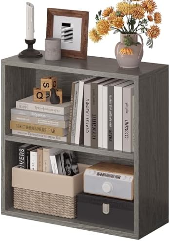 2-Tier Bookshelf Storage Shelves, 23.7 Inch Open Shelf Bookcase