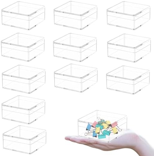 12-Pack Acrylic Square Cube Clear Party Favor Box, 3.94x3.94x2.36 Inch