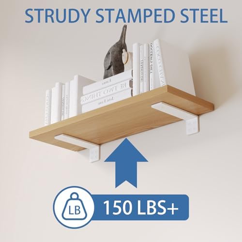 Shelf Brackets 10 inch, Heavy Duty Shelf Bracket 4 Pack L Brackets White Metal Wall Bracket for Shelves Support Bracket 