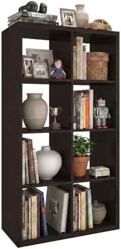 WannabeMyself【2026 Wooden Thick Frame】 8 Cube Storage Organizer with Anti-Tipping Kits, Reversible Open Back Book Shelf,