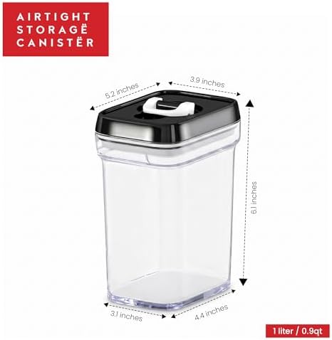 DWËLLZA KITCHEN Airtight Food Storage Containers with Lids – 6 Piece Set Air Tight Kitchen Storage Containers for Pantry Organization and Storage - Clear Plastic BPA-Free - Keeps Food Fresh & Dry