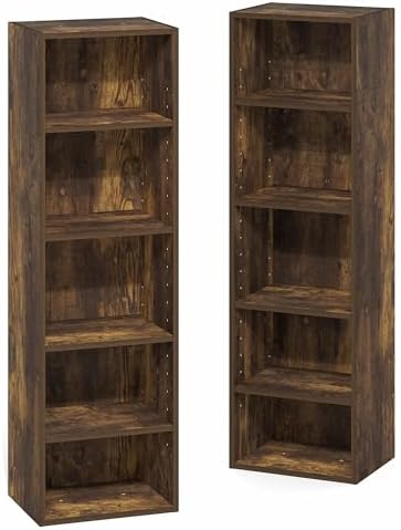 Furinno PASIR Book Shelf, 10-Tier Bookshelf, Bookcase with Open Shelf, 9.2 x 11.8 x 78.7, for Living Room, Bedroom, Home