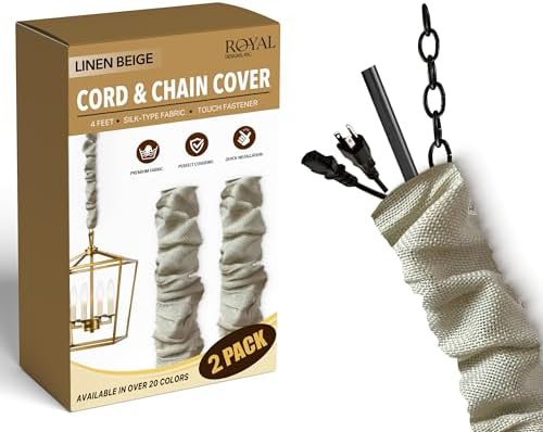 Royal Designs, Inc. Cord & Chain Cover 4 ft Silk Type Fabric, Chandelier Pendant Lighting Chain & Cable Management, Touc
