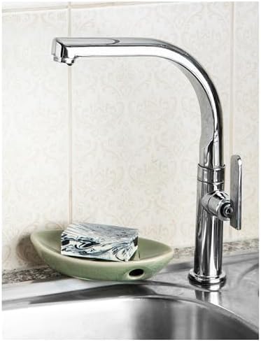 Ceramic Soap Dish with Self Draining Tray for Bar Soap, Bathroom, Kitchen (Green No.1)