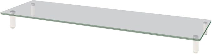 Kantek Extra-Wide Glass Monitor Riser with 8mm Tempered Glass Platform and 60-Pound Capacity, Clear Glass (MS380), 3.3" x 39.4" x 10.2"