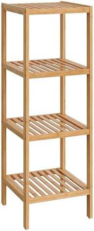 SONGMICS 4-Tier Bamboo Shelf, Freestanding Bathroom Storage Rack